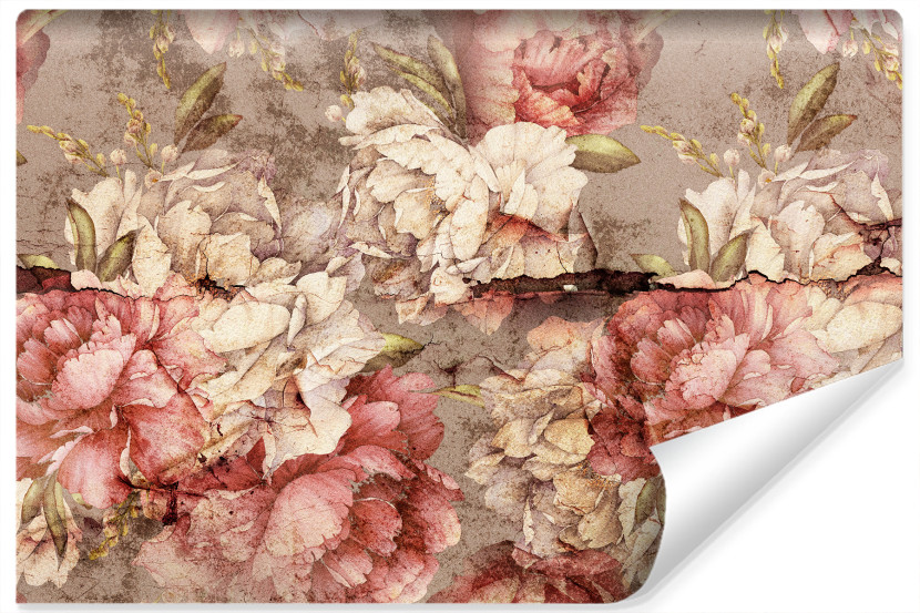 Fototapeta PIWONIE Kwiaty w Stylu Retro 3D 90x60cm 261201