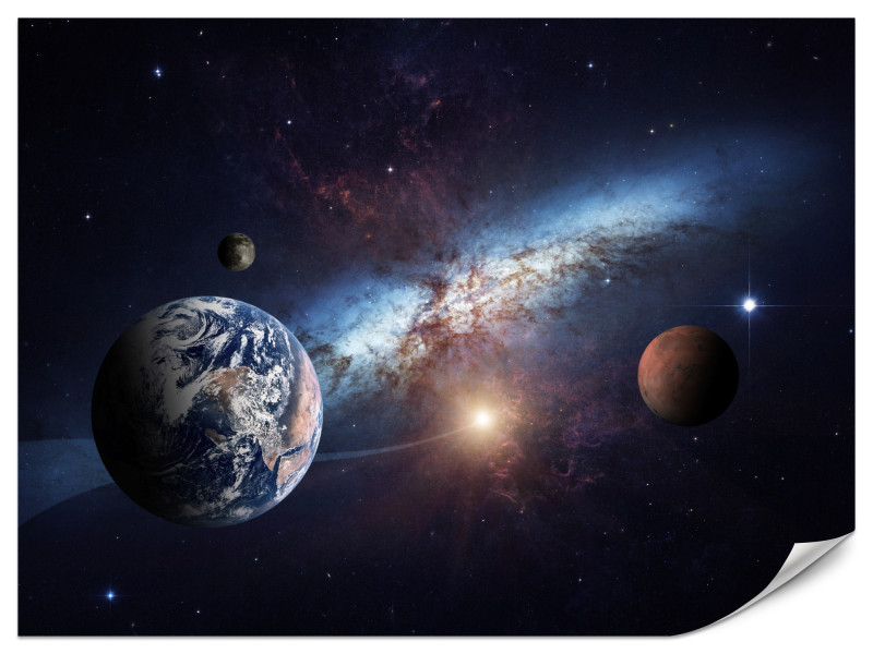 Fototapeta Planety na tle galaktyki spiralnej 400x280cm 988025