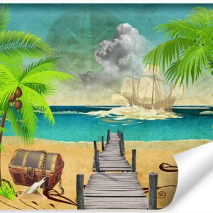 Fototapeta Plaża OCEAN Skrzynia Skarbów 3D 450x300cm 265333 Fototapeta Plaża OCEAN Skrzynia Skarbów 3D 450x300cm 265333