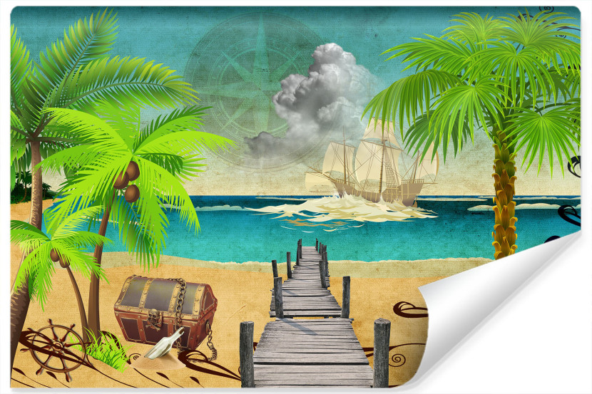 Fototapeta Plaża OCEAN Skrzynia Skarbów 3D 460x300cm 265244