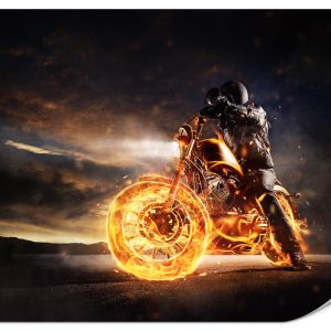 Fototapeta Płonący motocykl 200x140cm 986338 Fototapeta Płonący motocykl 200x140cm 986338