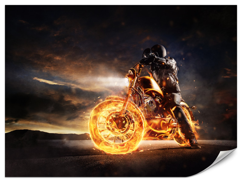 Fototapeta Płonący motocykl 400x280cm 986362