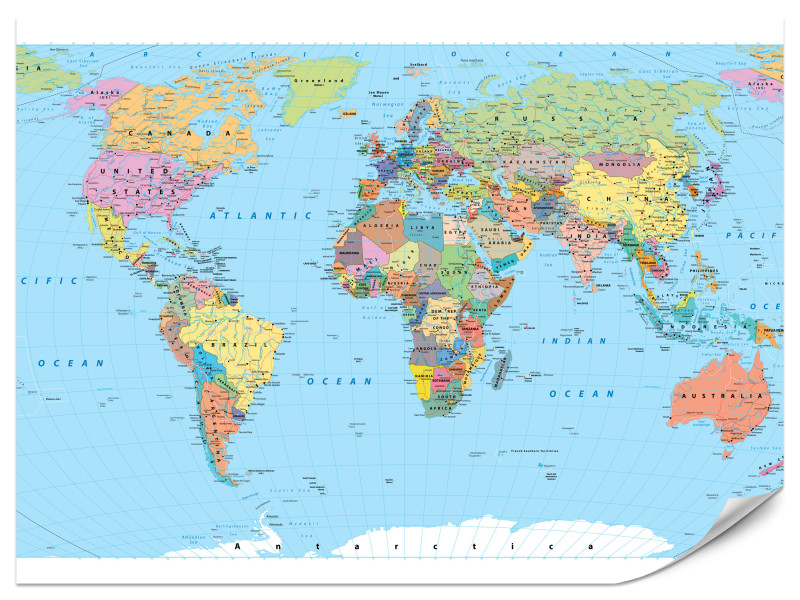Fototapeta Polityczna mapa świata po angielsku 500x350cm 984005