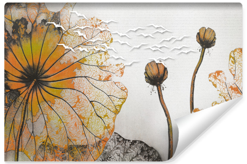Fototapeta Pomarańczowe Abstrakcyjne Liście 135x90cm 165258