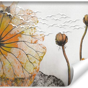 Fototapeta Pomarańczowe Abstrakcyjne Liście 300x210cm 165284 Fototapeta Pomarańczowe Abstrakcyjne Liście 300x210cm 165284