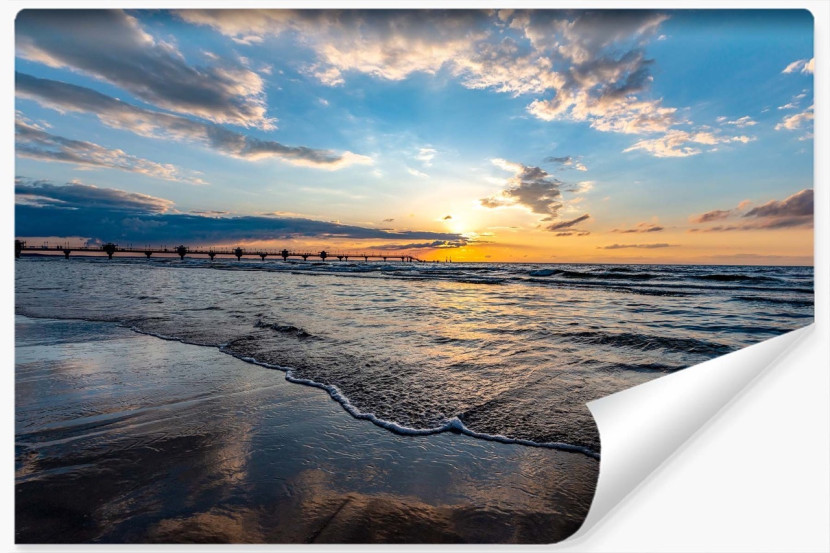 Fototapeta Zachód Słońca MORZE Plaża 3D 104x70.5cm 257454