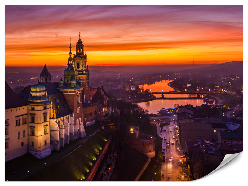 Fototapeta Zachód słońca nad Wawelem 150x105cm 990232