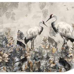 Fototapeta Żurawie na abstrakcyjnych liściach 250x175cm 984975 Fototapeta Żurawie na abstrakcyjnych liściach 250x175cm 984975