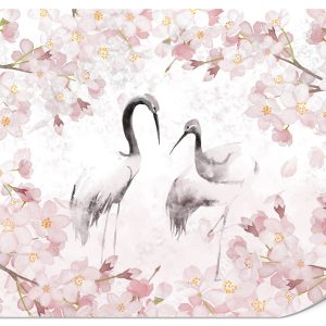 Fototapeta Żurawie w otoczeniu kwiatów wiśni 200x140cm 976490 Fototapeta Żurawie w otoczeniu kwiatów wiśni 200x140cm 976490