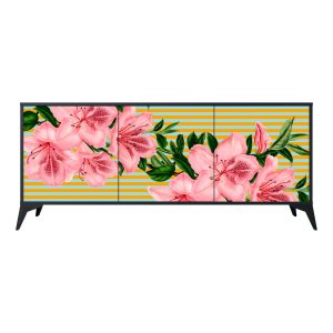 FRAGILE BEAUTY Komoda 3 drzwi Czarna-Metalowa gwiazdka czarna 441816