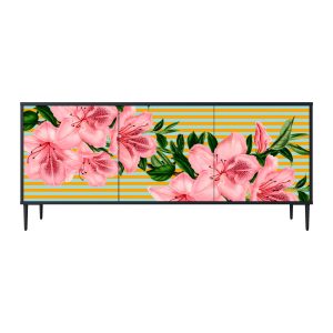 FRAGILE BEAUTY Komoda 3 drzwi Czarna-Metalowa szpilka czarna 441811