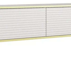 Frezowana szafka pod telewizor biały + złoty – Zyvro 708121 Frezowana szafka pod telewizor biały + złoty – Zyvro 708121