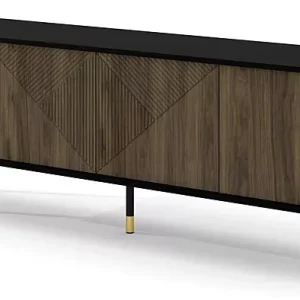 Frezowana szafka pod TV czarny + orzech pacyfik – Maro 692459 Frezowana szafka pod TV czarny + orzech pacyfik – Maro 692459