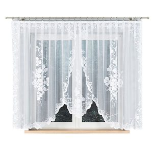 FUKSJA – Firanka gotowa żakardowa z podcięciem na dole – 400×160 cm – biały 774699