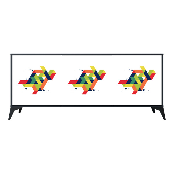 FUTURE SIGN Komoda 3 drzwi Czarna-Metalowa gwiazdka czarna 441419