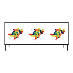 FUTURE SIGN Komoda 3 drzwi Czarna-Metalowa szpilka czarna 441387 FUTURE SIGN Komoda 3 drzwi Czarna-Metalowa szpilka czarna 441387