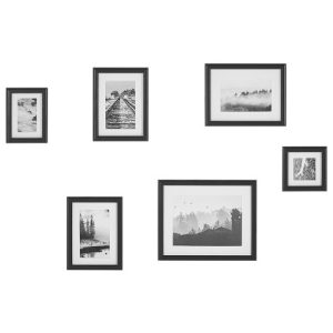 Galeria ścienna ramki z haczykami 6 sztuk czarna 337517 Galeria ścienna ramki z haczykami 6 sztuk czarna 337517