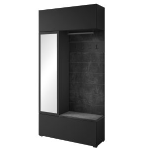 Garderoba 115 cm do przedpokoju z lustrem TESSARO czarny grafit 874319 Garderoba 115 cm do przedpokoju z lustrem TESSARO czarny grafit 874319