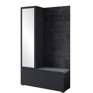Garderoba 115 cm do przedpokoju z siedziskiem TESSARO czarny 874315 Garderoba 115 cm do przedpokoju z siedziskiem TESSARO czarny 874315