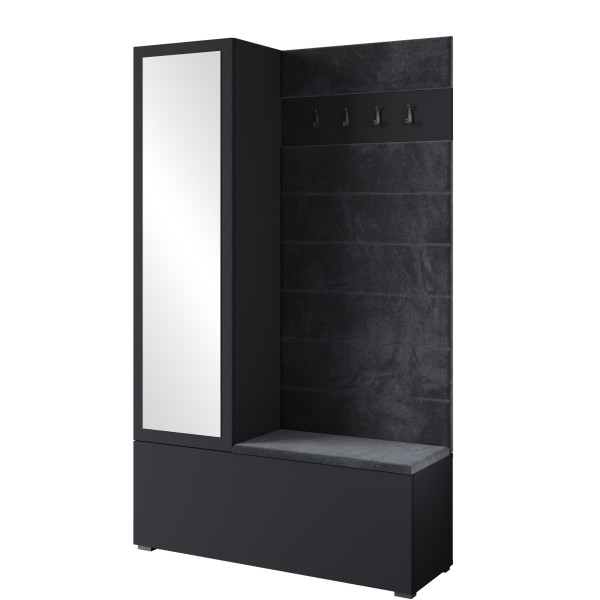 Garderoba 115 cm do przedpokoju z siedziskiem TESSARO czarny 874315