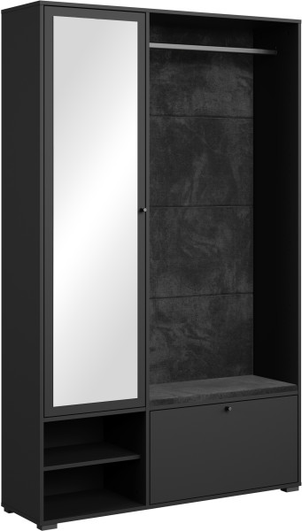 Garderoba 117 cm do przedpokoju z lustrem DORANO czarny 1000478