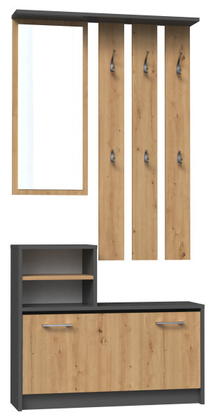 Garderoba - antracyt / dąb artisan 78547