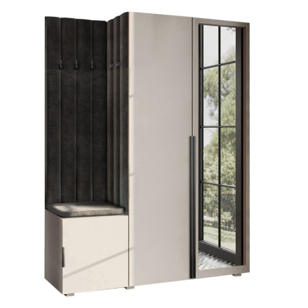 Garderoba Aria w5 kaszmir z lustrem Hexa czarna/31 1031237