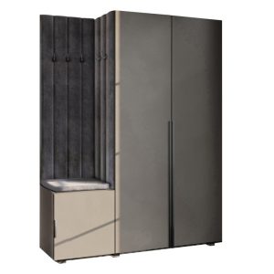 Garderoba Aria w7 czarna z lustrem hexa czarna/31 1036784 Garderoba Aria w7 czarna z lustrem hexa czarna/31 1036784