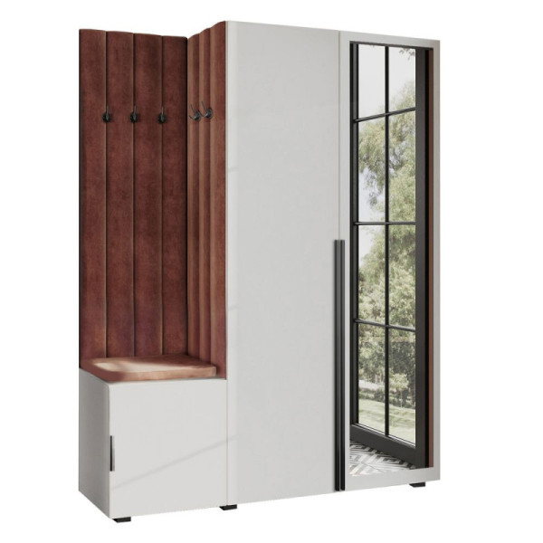 Garderoba Aria w7 szara z lustrem hexa czarna/16 1036785