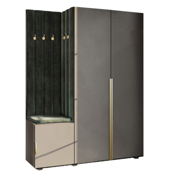Garderoba Aria w7 szara z lustrem hexa czarna/319 1036783