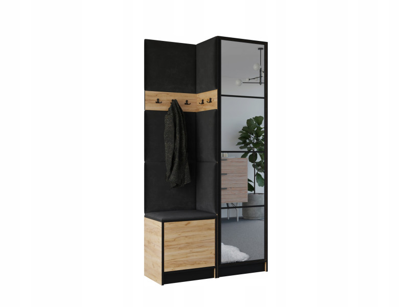 Garderoba COSTA 11 dąb craft złoty + tkanina czarna WZÓR 1 424362