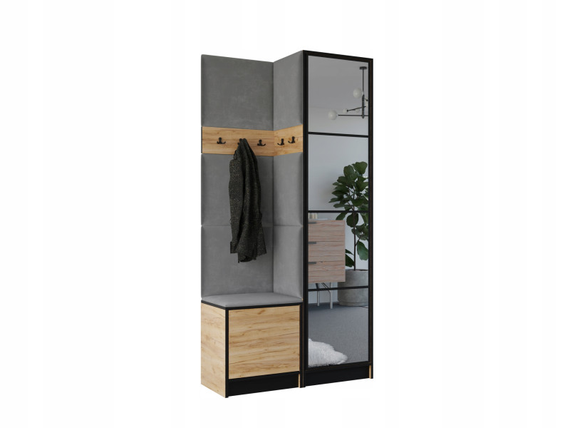 Garderoba COSTA 11 dąb craft złoty + tkanina szara WZÓR 1 424364