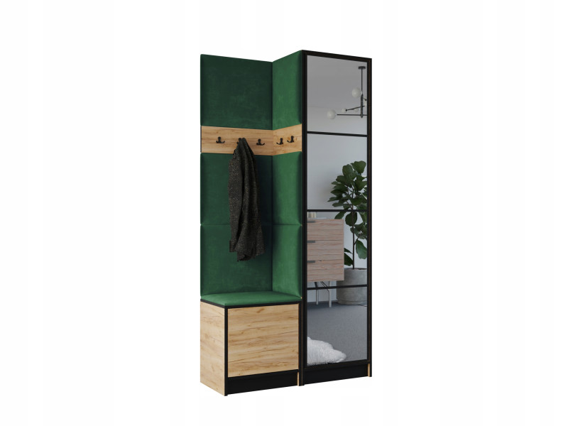 Garderoba COSTA 11 dąb craft złoty + tkanina zielona WZÓR 1 424351