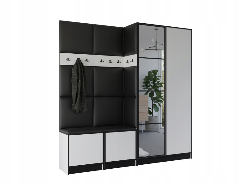 Garderoba COSTA 21 biały + ekoskóra czarna WZÓR 1 424355