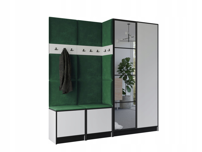 Garderoba COSTA 21 biały + tkanina zielona WZÓR 1 424366