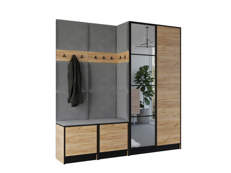 Garderoba COSTA 21 dąb craft złoty + tkanina szara WZÓR 1 434596