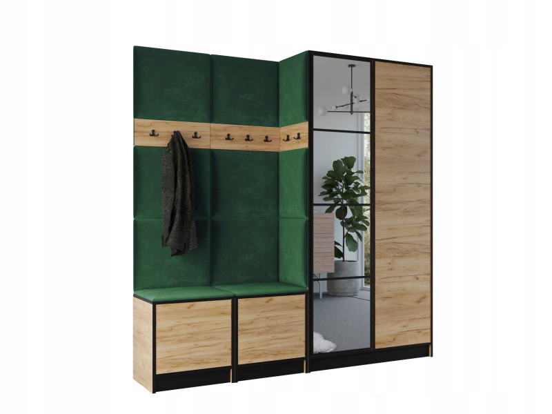 Garderoba COSTA 21 dąb craft złoty + tkanina zielona WZÓR 1 424349