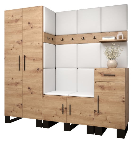 Garderoba do przedpokoju ARTIN 1 artisan + ekoskóra biała 89635