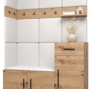 Garderoba do przedpokoju ARTIN 10 artisan + ekoskóra biała 89550 Garderoba do przedpokoju ARTIN 10 artisan + ekoskóra biała 89550
