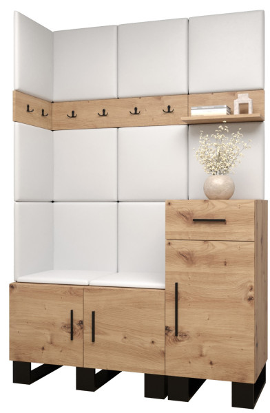 Garderoba do przedpokoju ARTIN 10 artisan + ekoskóra biała 89550