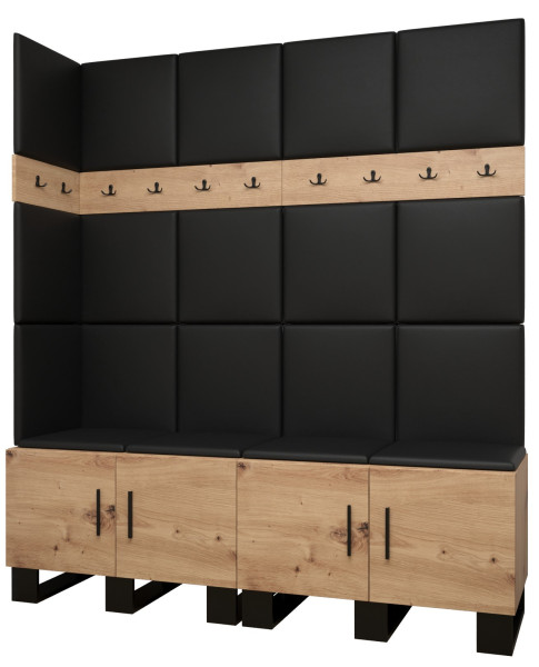 Garderoba do przedpokoju ARTIN 12 artisan + ekoskóra czarna 89584