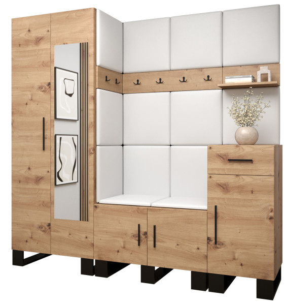 Garderoba do przedpokoju ARTIN 13 artisan + ekoskóra biała 89619