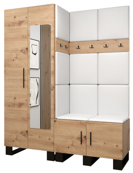 Garderoba do przedpokoju ARTIN 14 artisan + ekoskóra biała 89603