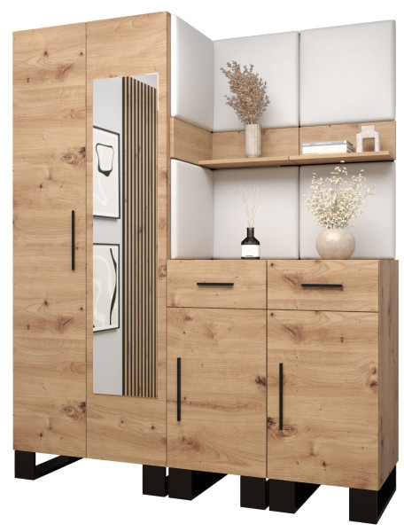 Garderoba do przedpokoju ARTIN 15 artisan + ekoskóra biała 89540