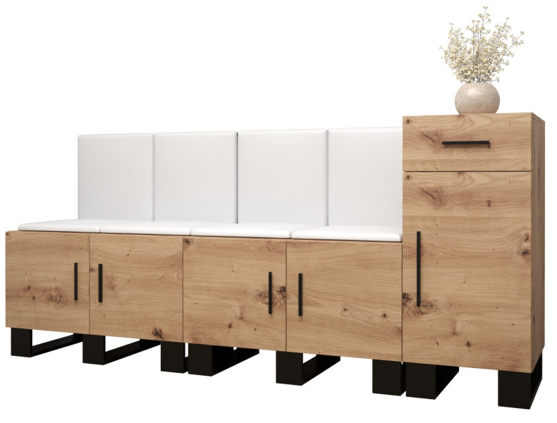 Garderoba do przedpokoju ARTIN 17 artisan + ekoskóra biała 90301