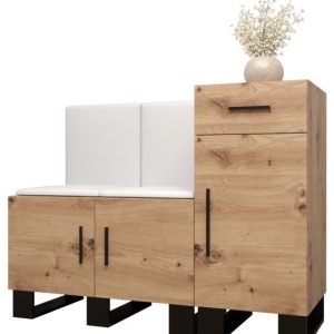 Garderoba do przedpokoju ARTIN 18 artisan + ekoskóra biała 90337