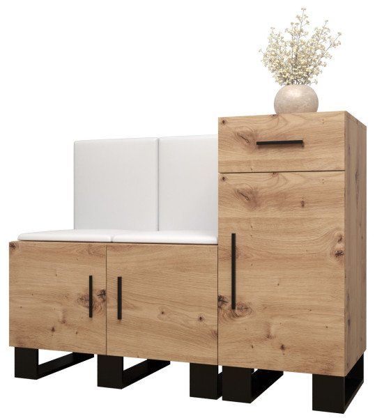 Garderoba do przedpokoju ARTIN 18 artisan + ekoskóra biała 90337