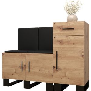 Garderoba do przedpokoju ARTIN 18 artisan + ekoskóra czarna 90776
