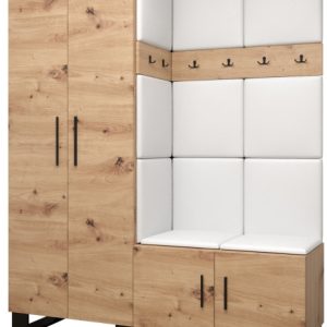Garderoba do przedpokoju ARTIN 2 artisan + ekoskóra biała 89563