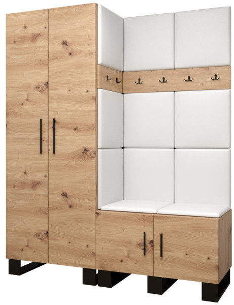 Garderoba do przedpokoju ARTIN 2 artisan + ekoskóra biała 89563